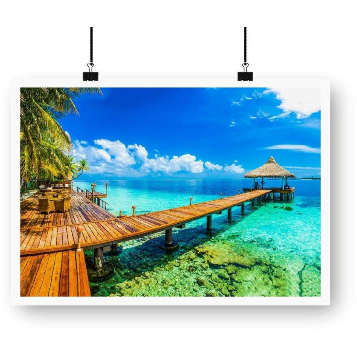 Maldive Beach Resort Art Print - Blue / 42cm – image 2