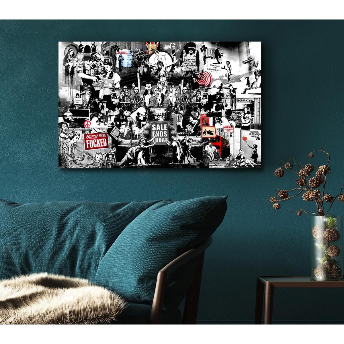 Banksy Collage 1 B n W - 81cm – image 2
