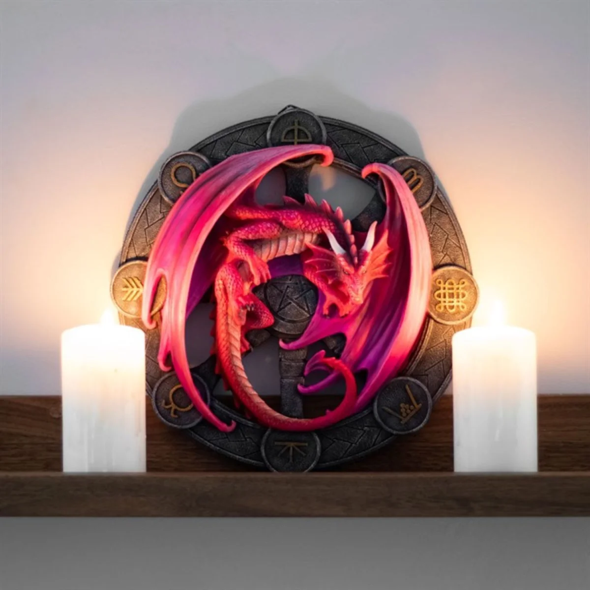 Lammas Dragon Resin Wall Plaque by Anne Stokes Pagan & Fantasy Decor - Pink – image 4