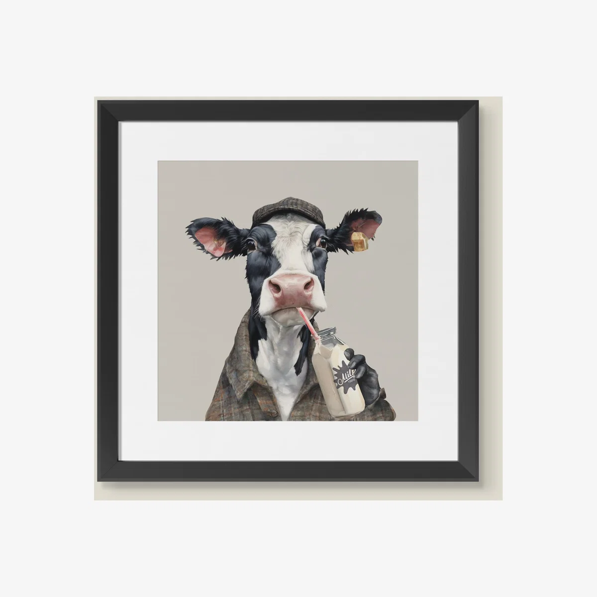 Henry the Cow Watercolour Country Framed Art - NEUTRAL