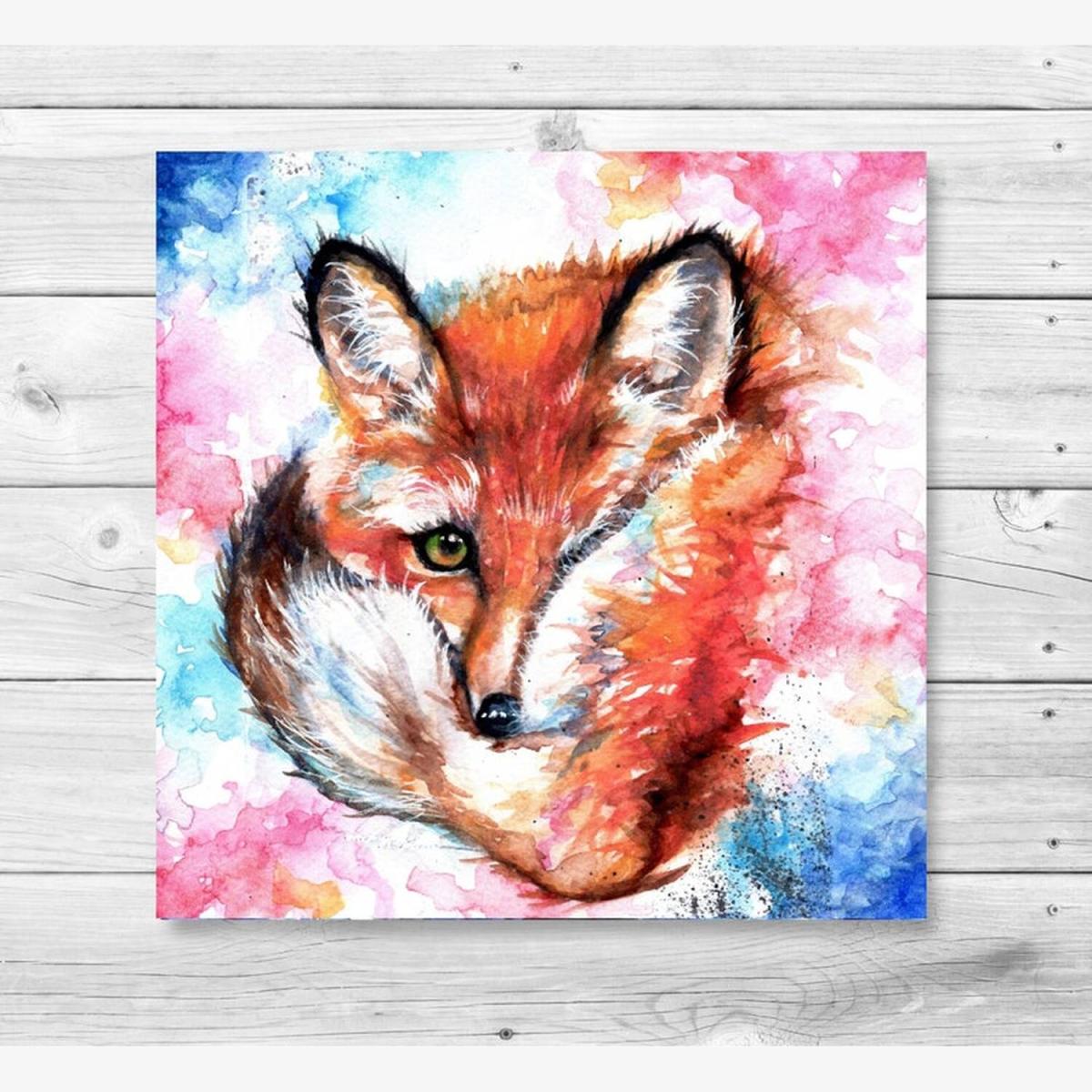 Fox Canvas Wall Art - Brown / 30cm