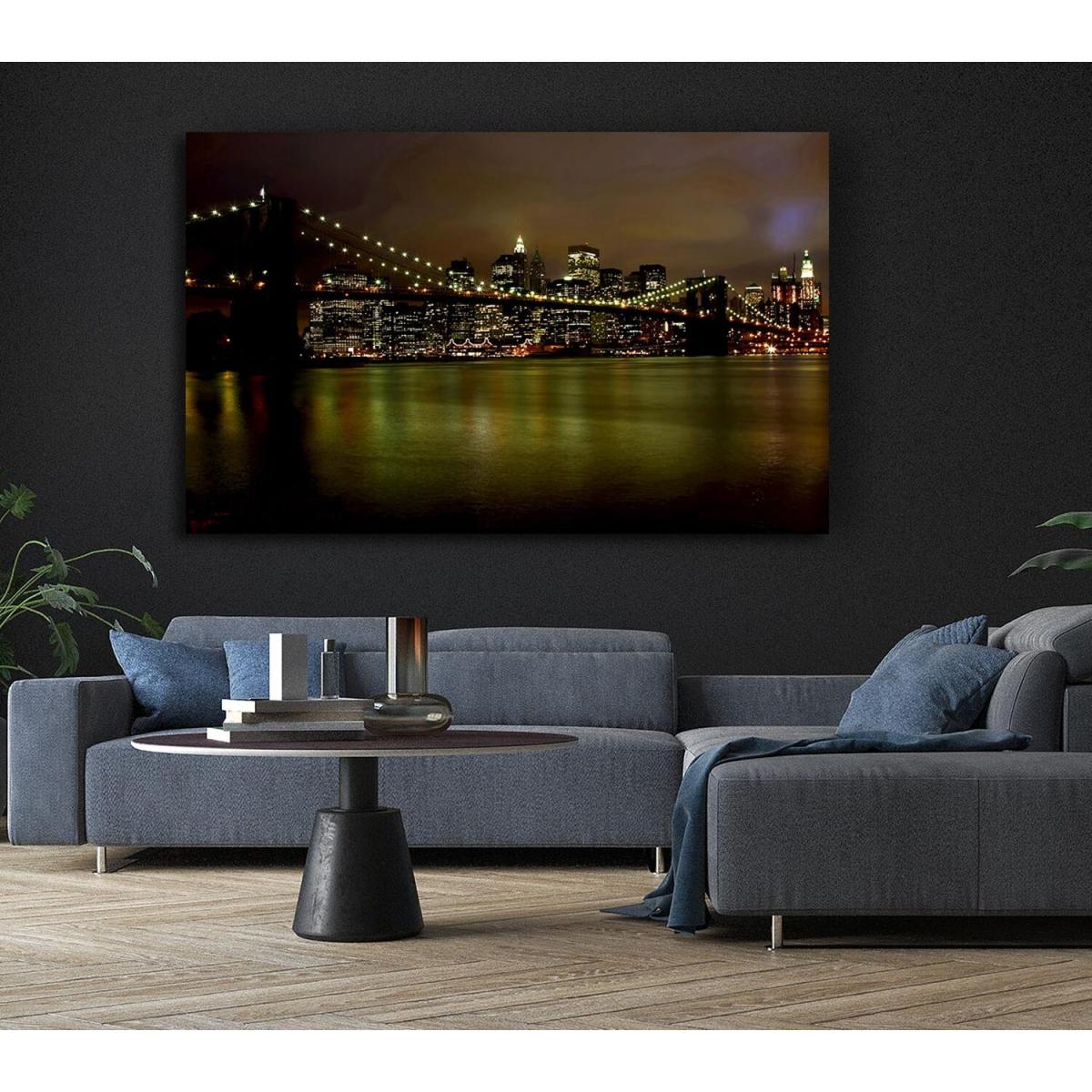 Brooklyn Bridge Green Waters Canvas Print Wall Art - Yellow / 35.56cm – image 6