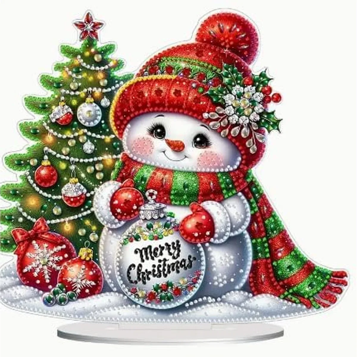 Red Snowman Tabletop Diamond Painting Kit – Diamond Art for Adults – image 2