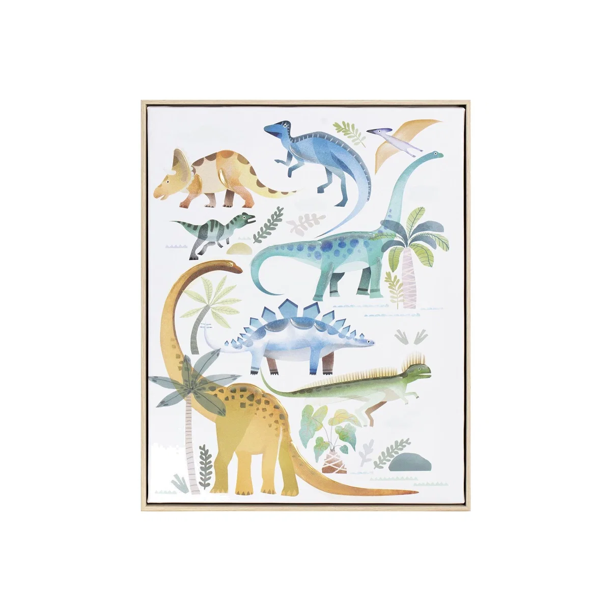 Colourful Dinosaurs Framed Canvas – image 1