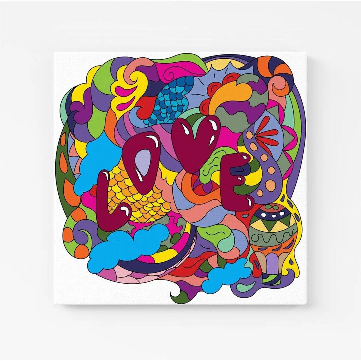Motley Doodling Love Canvas Print - Red / Small – image 2
