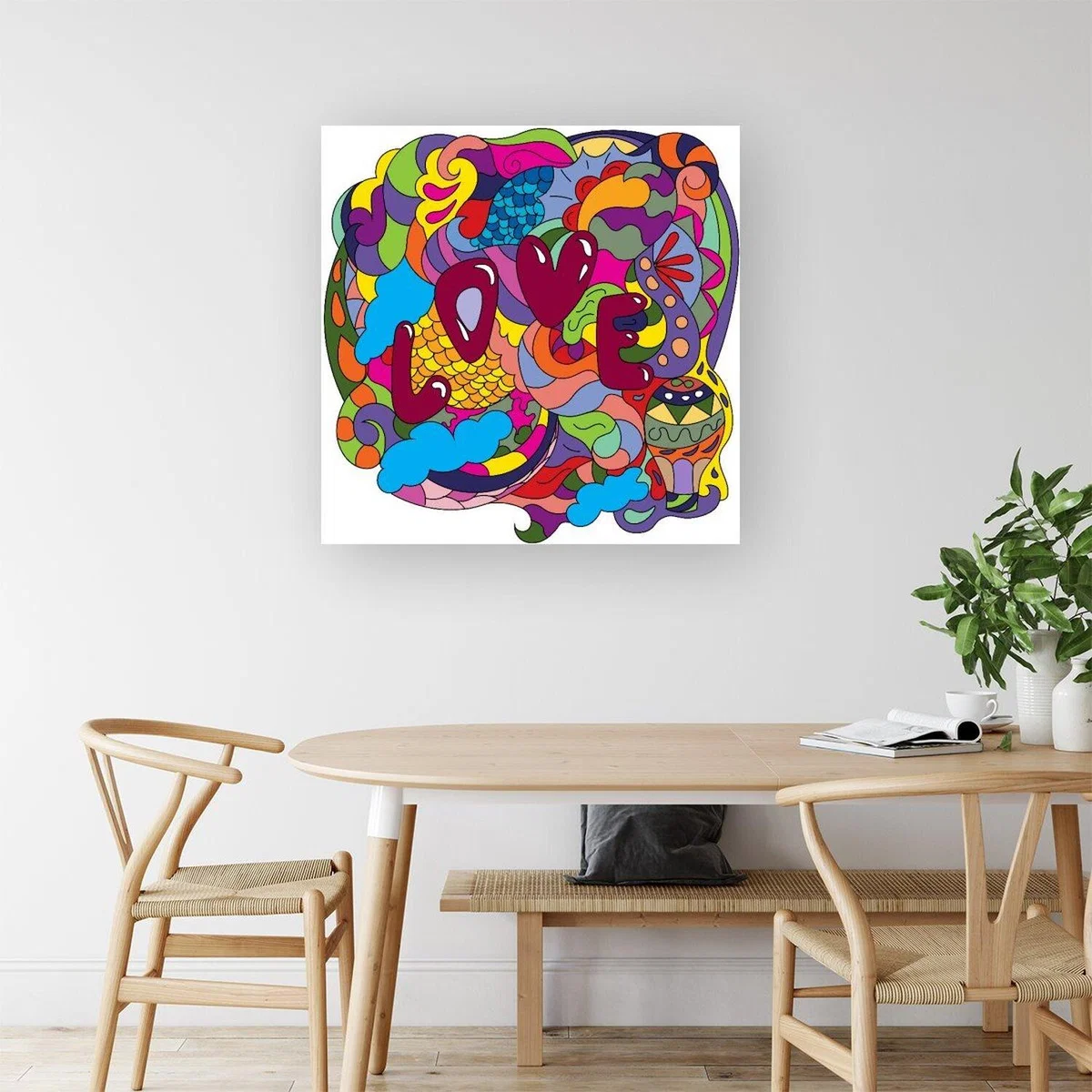 Motley Doodling Love Canvas Print - Red / Small – image 3