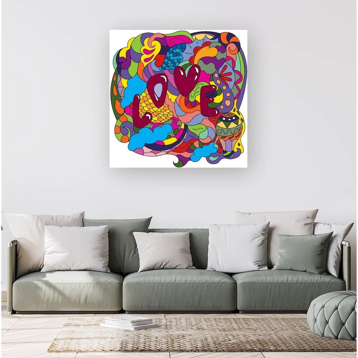 Motley Doodling Love Canvas Print - Red / Small – image 4
