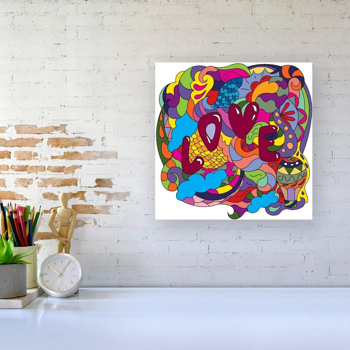 Motley Doodling Love Canvas Print - Red / Small – image 1