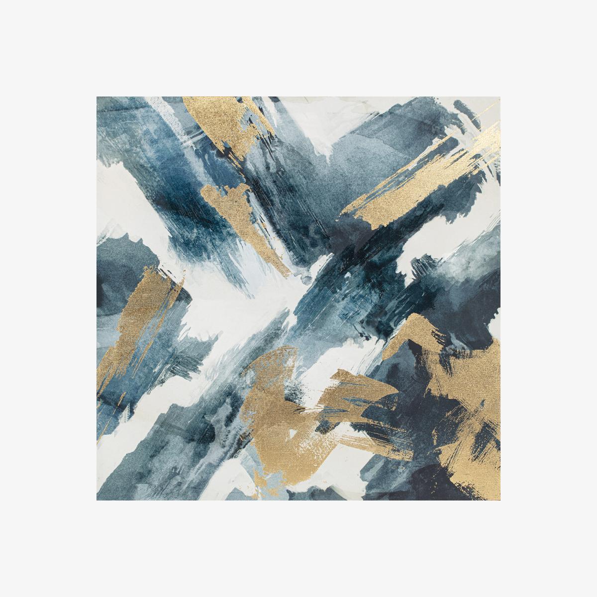 Cobalt Gold Foil Canvas - Blue