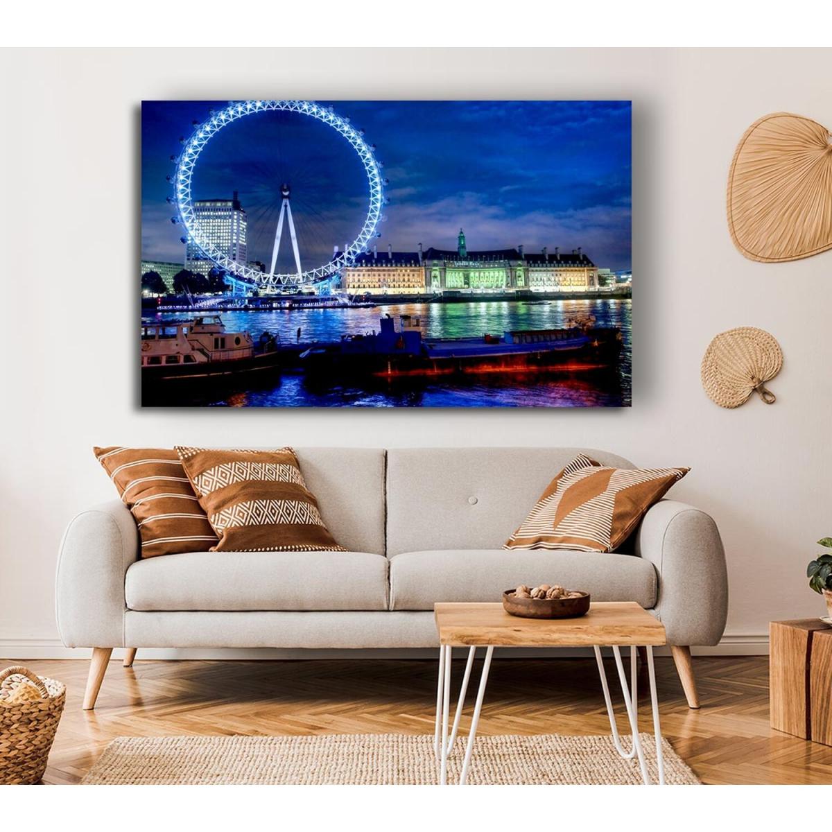London-Eye Dusk Canvas Print Wall Art - Yellow / 81.28cm – image 4