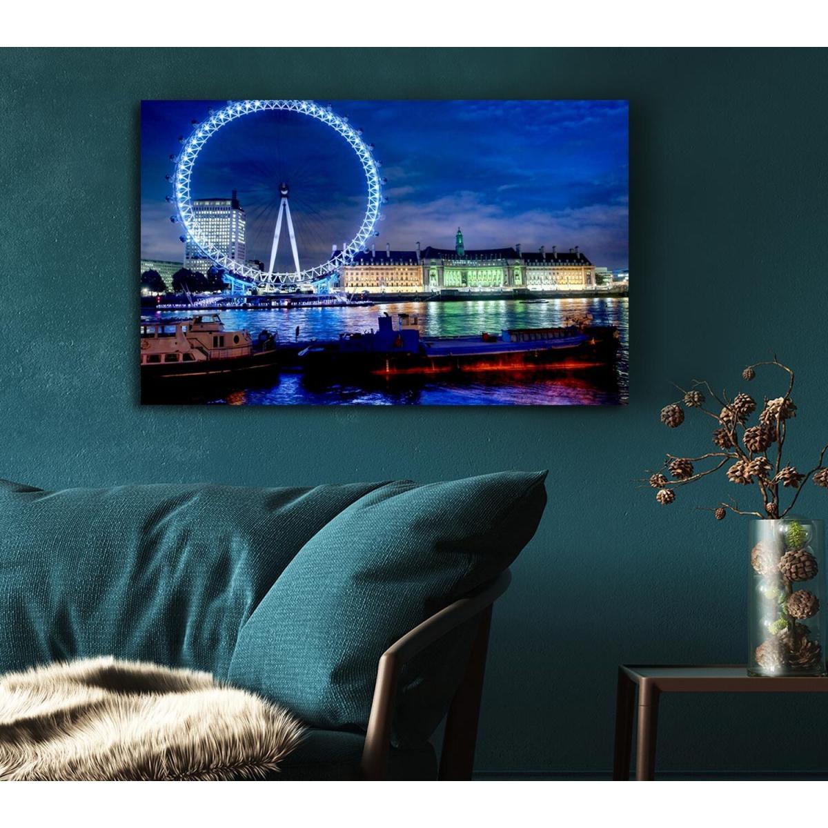London-Eye Dusk Canvas Print Wall Art - Yellow / 81.28cm – image 5