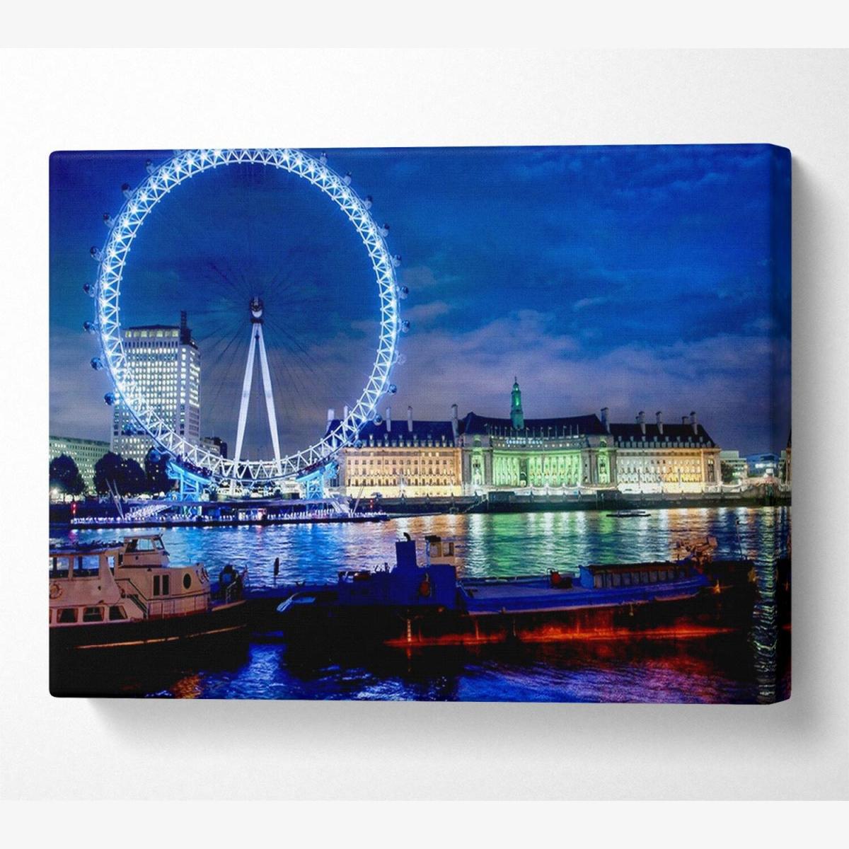 London-Eye Dusk Canvas Print Wall Art - Yellow / 81.28cm – image 1