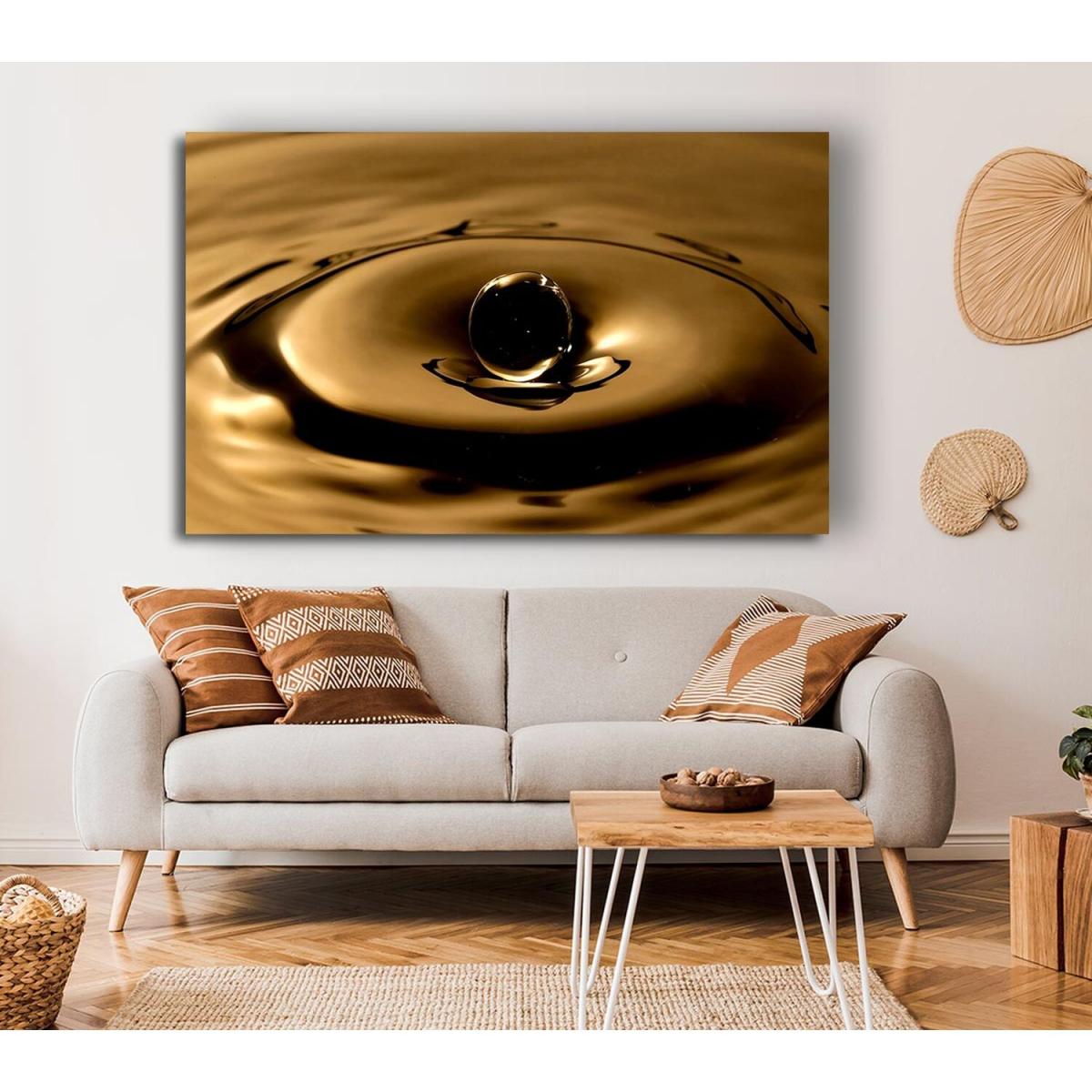 Sepia Water Drop Canvas Print Wall Art - Yellow / 81.28cm – image 2