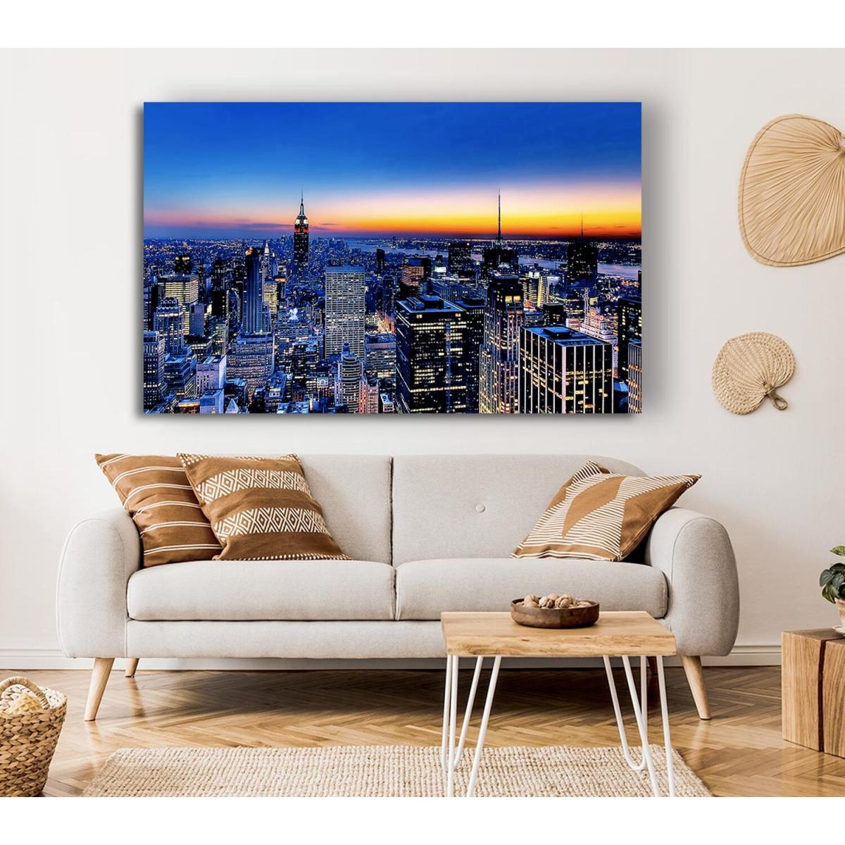 New York City Golden Horizon Canvas Print Wall Art - Yellow / 81.28cm – image 3
