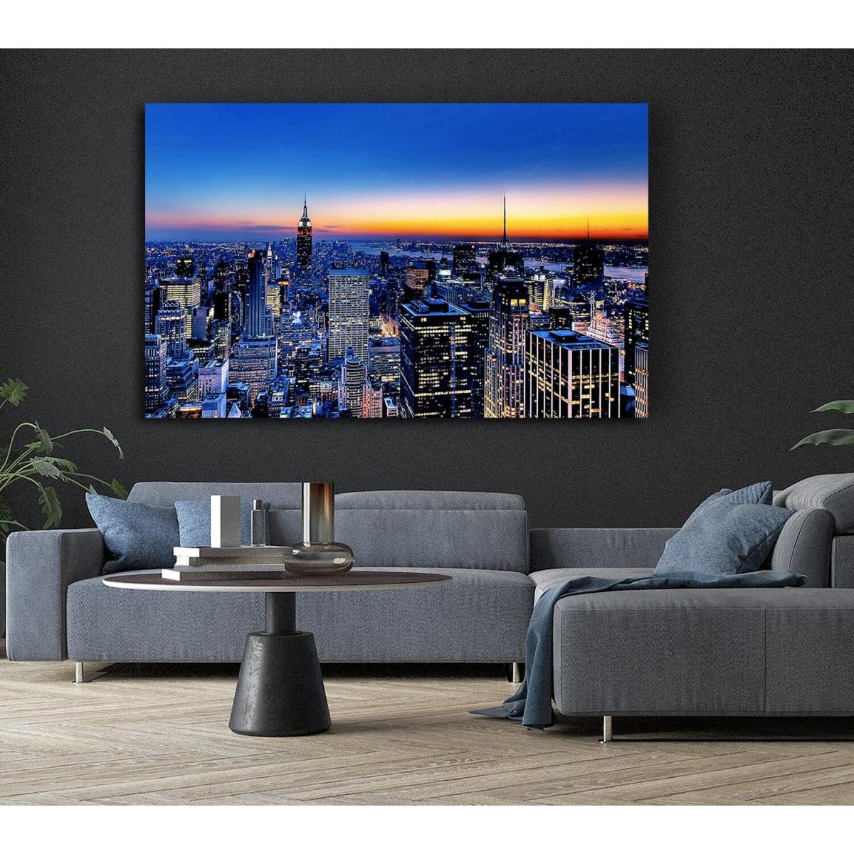 New York City Golden Horizon Canvas Print Wall Art - Yellow / 81.28cm – image 4