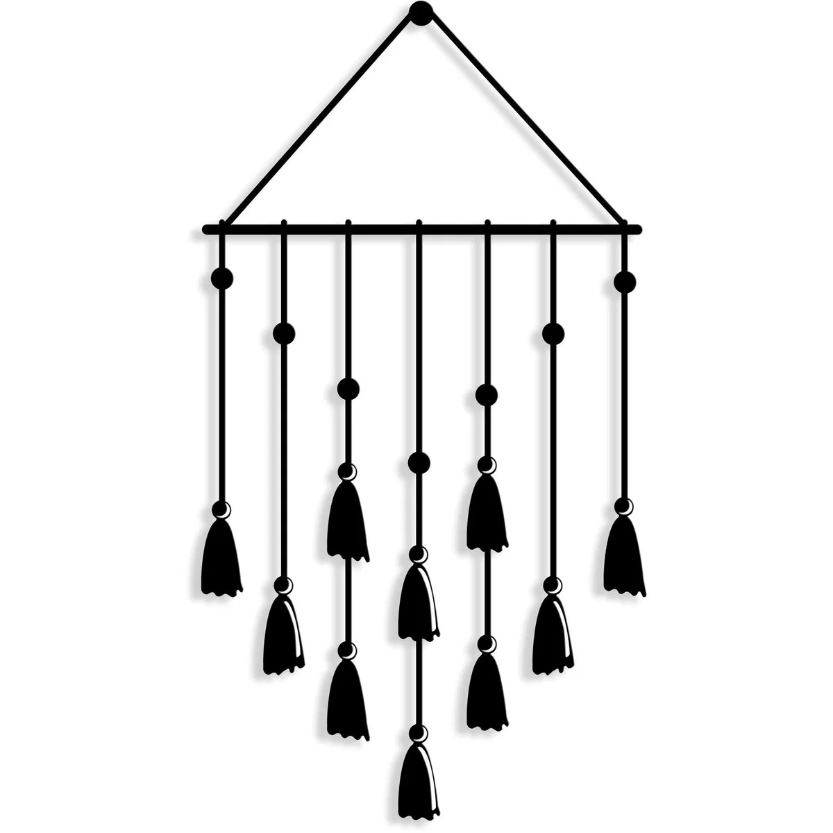 Tassel Wall Art Metal Decorative Object - Black - Black – image 2
