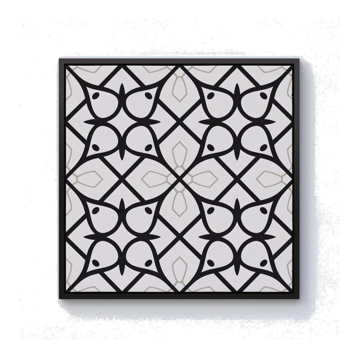 Arabic Style Pattern Canvas Print - Black / Black Frame / 25.4cm