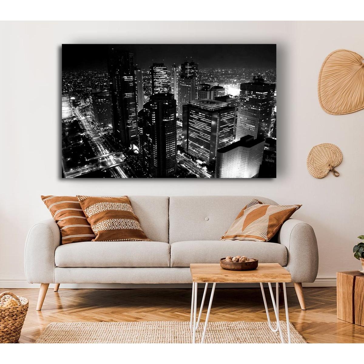 City Nights B n W Canvas Print Wall Art - Yellow / 50.8cm – image 3