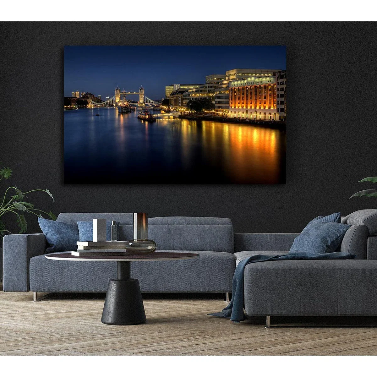London Bridge Hospital At Night Canvas Print Wall Art - Yellow / 101.6cm – image 6
