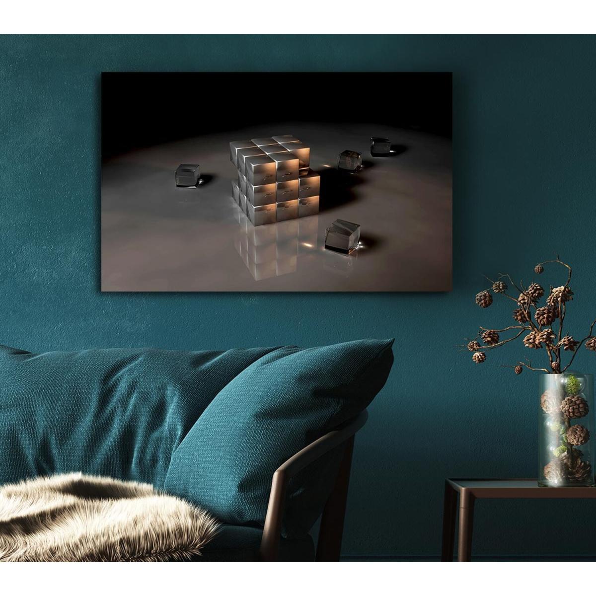 Silver Ice Cube Canvas Print Wall Art - Yellow / 101.6cm – image 3