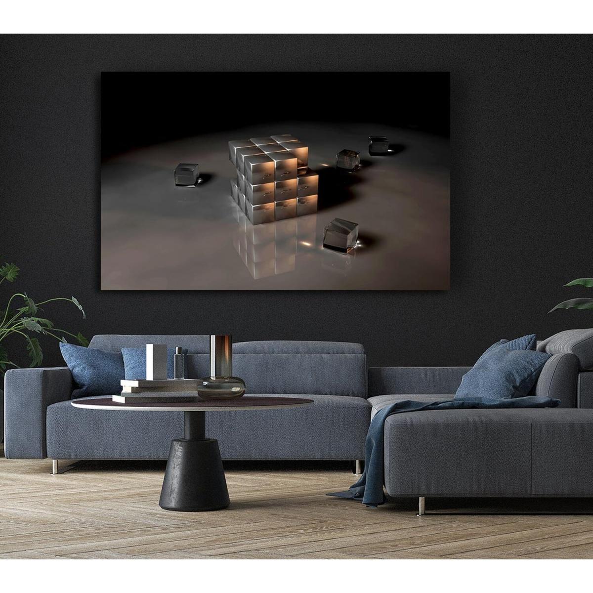 Silver Ice Cube Canvas Print Wall Art - Yellow / 101.6cm – image 4