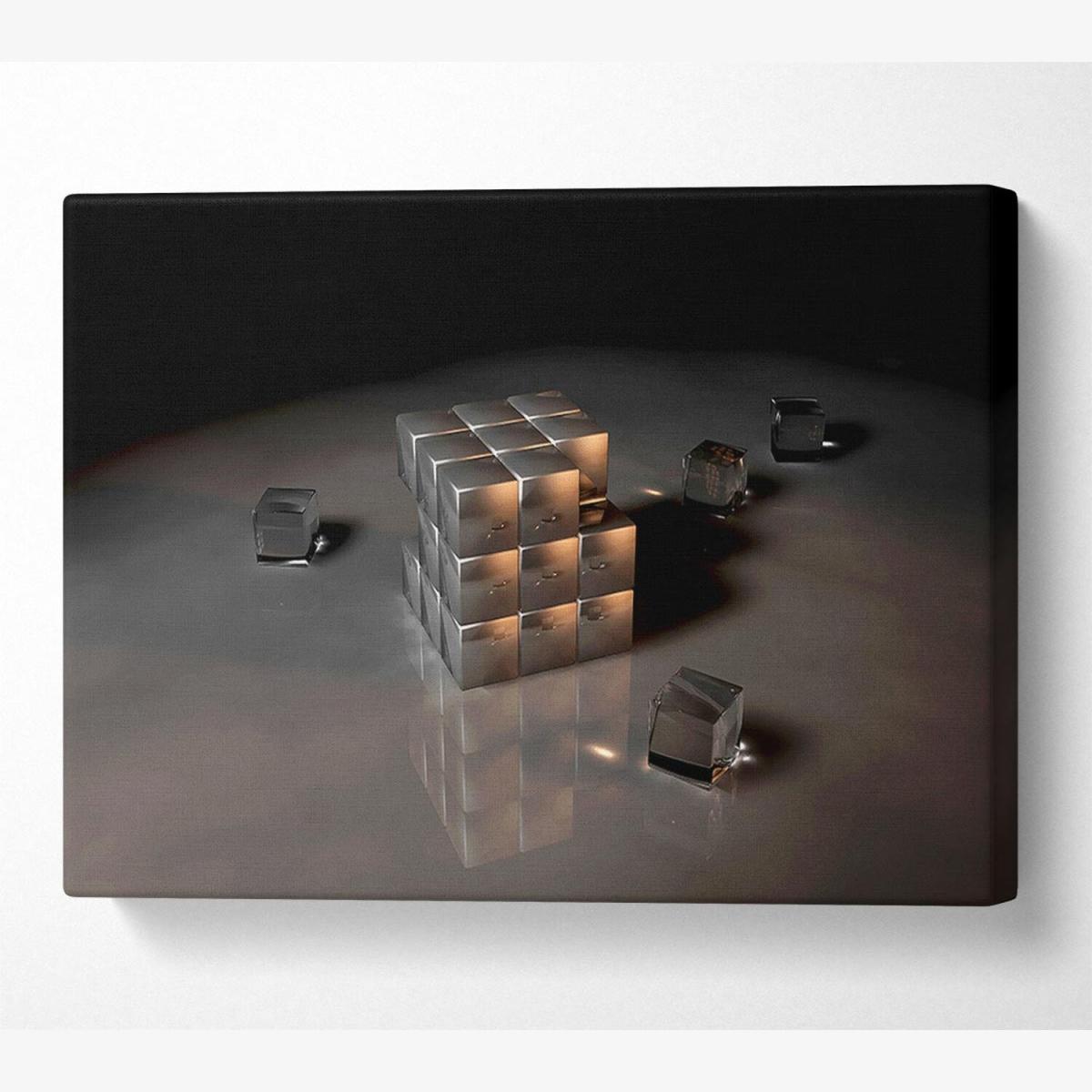 Silver Ice Cube Canvas Print Wall Art - Yellow / 101.6cm – image 1