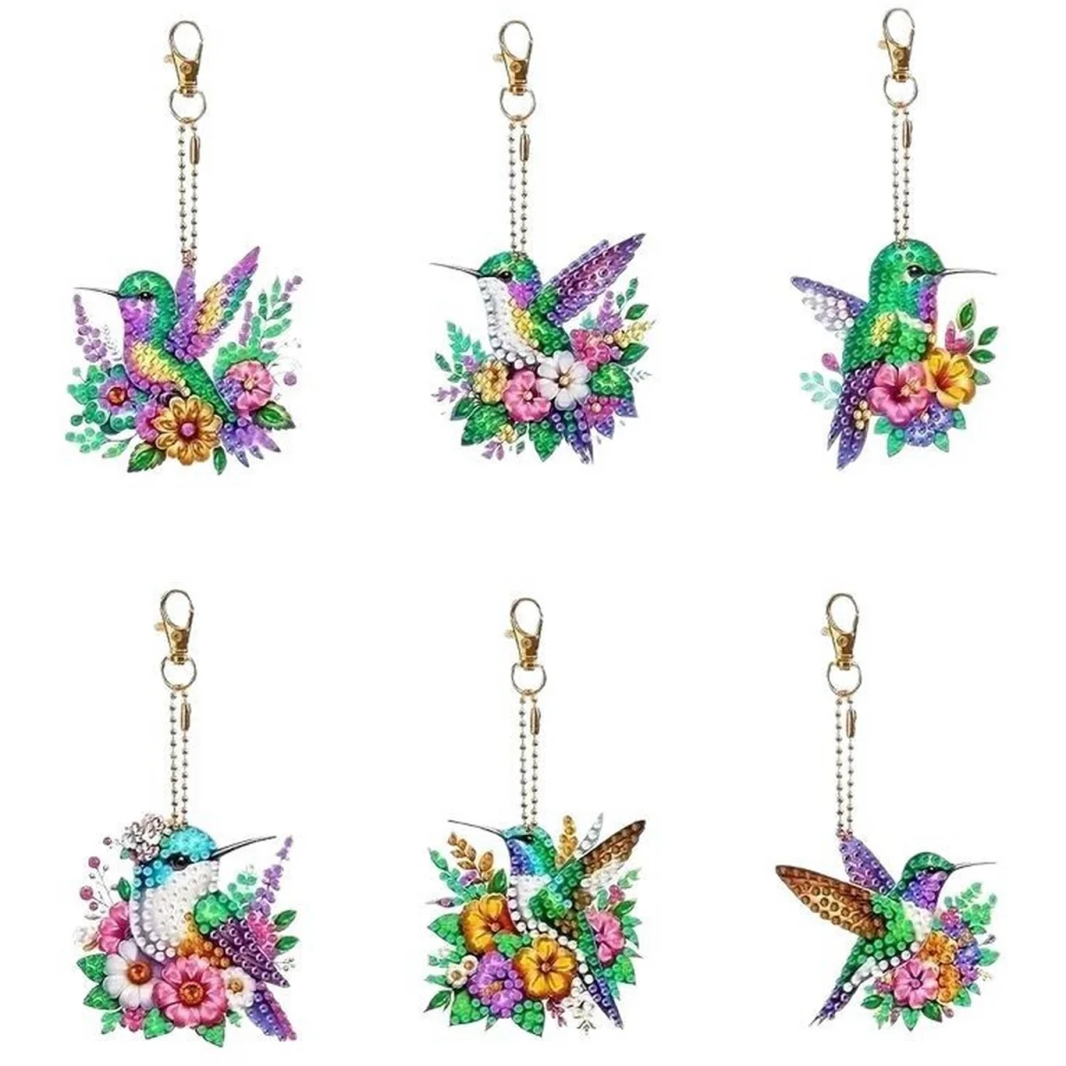 Pack of 6 Hummingbird Keyring Diamond Painting Kit – Diamond Art for Adults – image 13