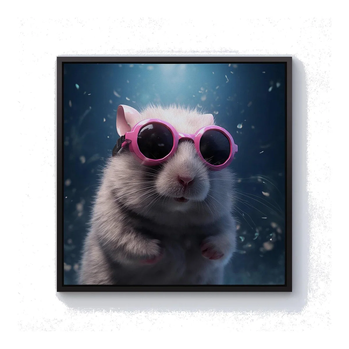 Splashart DoorMouse with Pink Glasses Canvas Print - Pink / Black Frame / 25.4cm