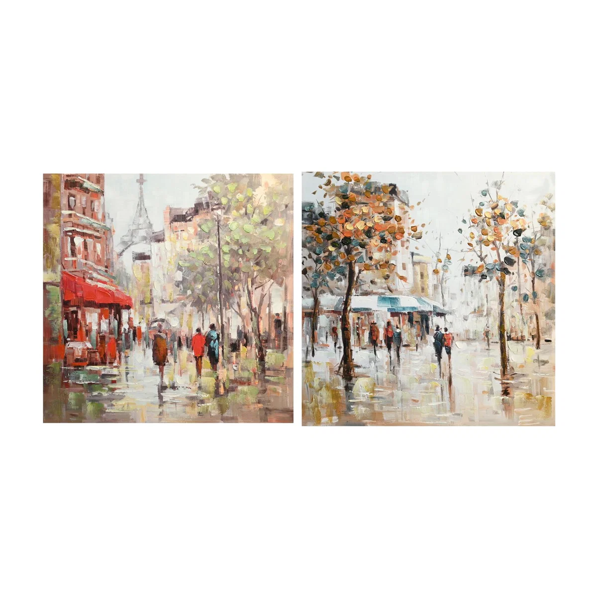 Hand Painted Picturesque Paris Canvas - Natural – image 1