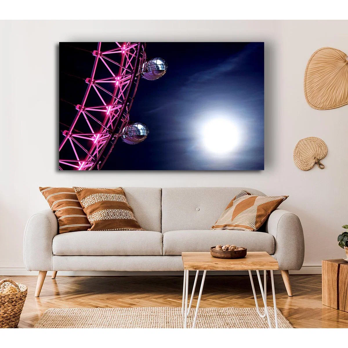 London Eye Pods In The Moonlight Canvas Print Wall Art - Yellow / 35.56cm – image 4