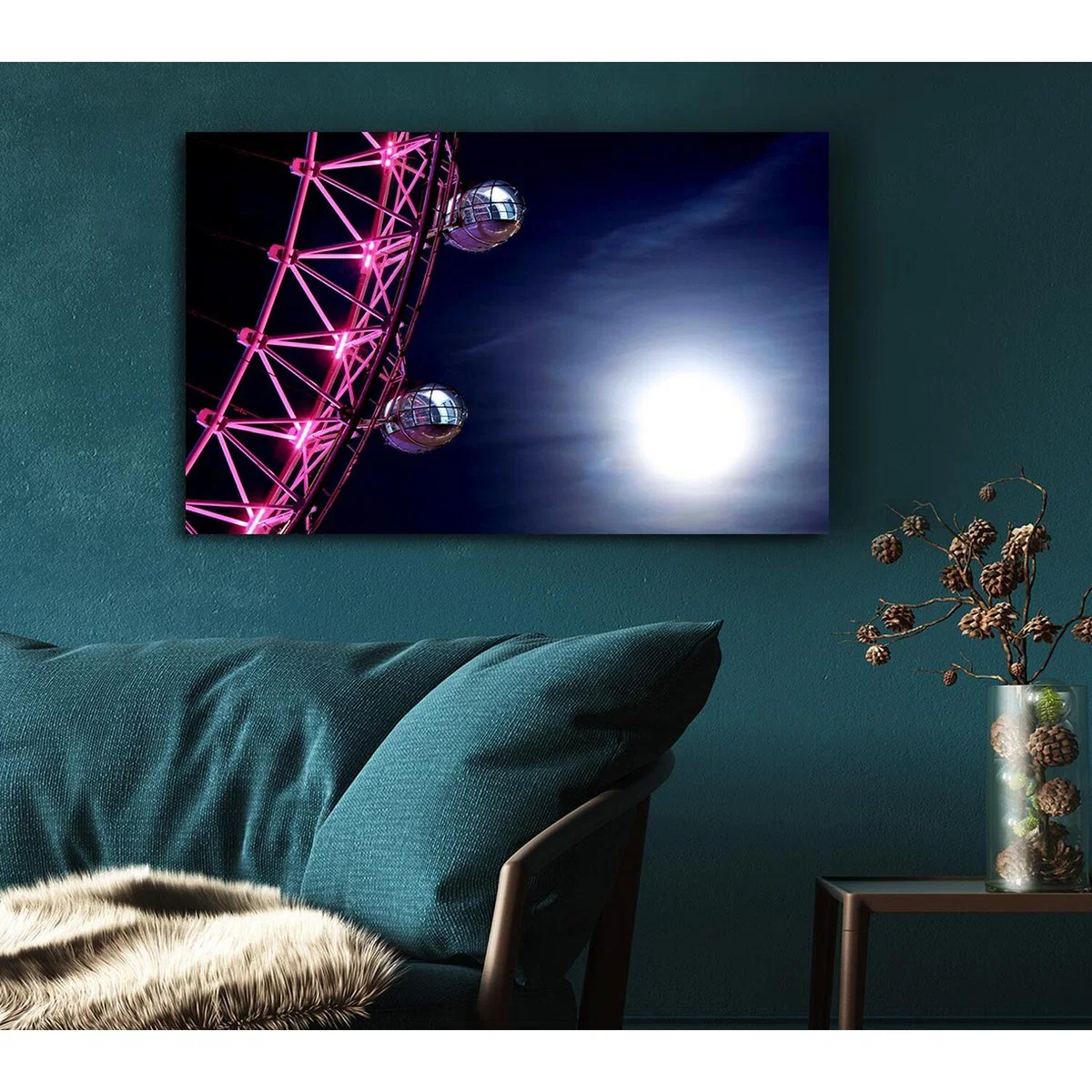London Eye Pods In The Moonlight Canvas Print Wall Art - Yellow / 35.56cm – image 5