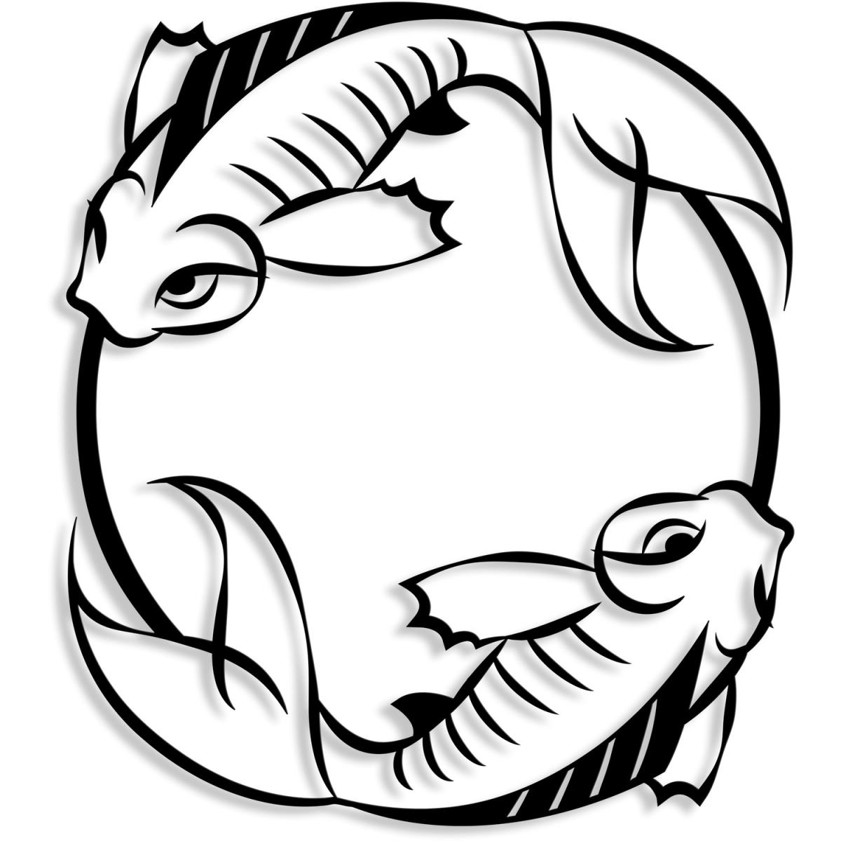 Japanese Fish Wall Art Metal Decorative Object - Black - Black – image 2