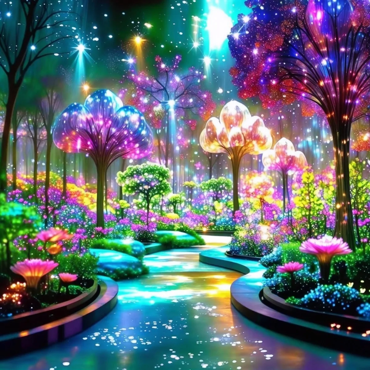 Magical Colourful Night Forest Diamond Painting Kit - Purple – image 2