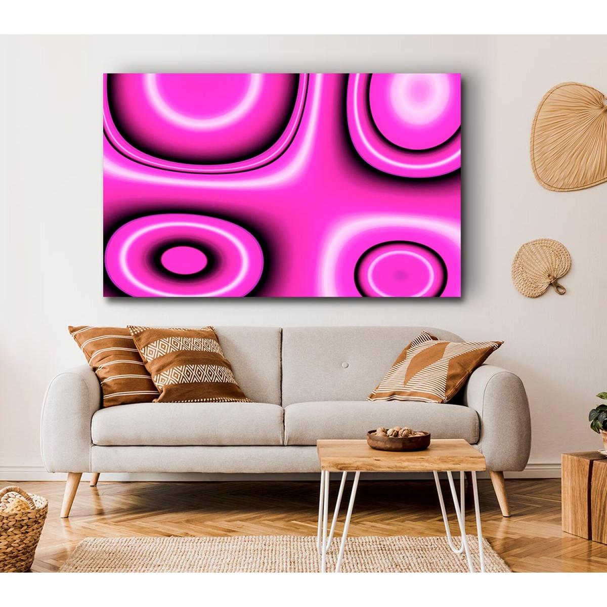 Circles In Squares Pink Canvas Print Wall Art - Yellow / 66.04cm – image 4