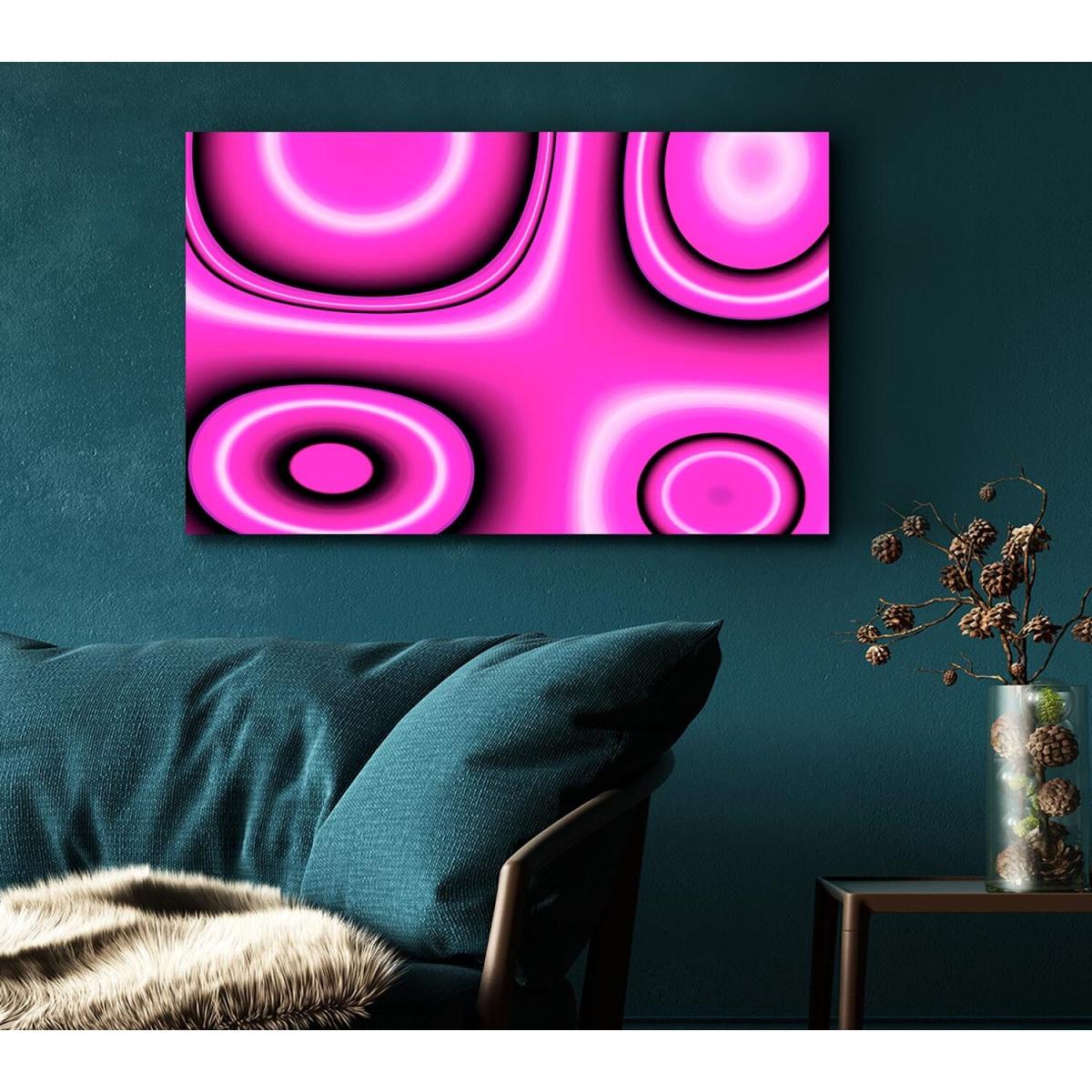 Circles In Squares Pink Canvas Print Wall Art - Yellow / 66.04cm – image 5