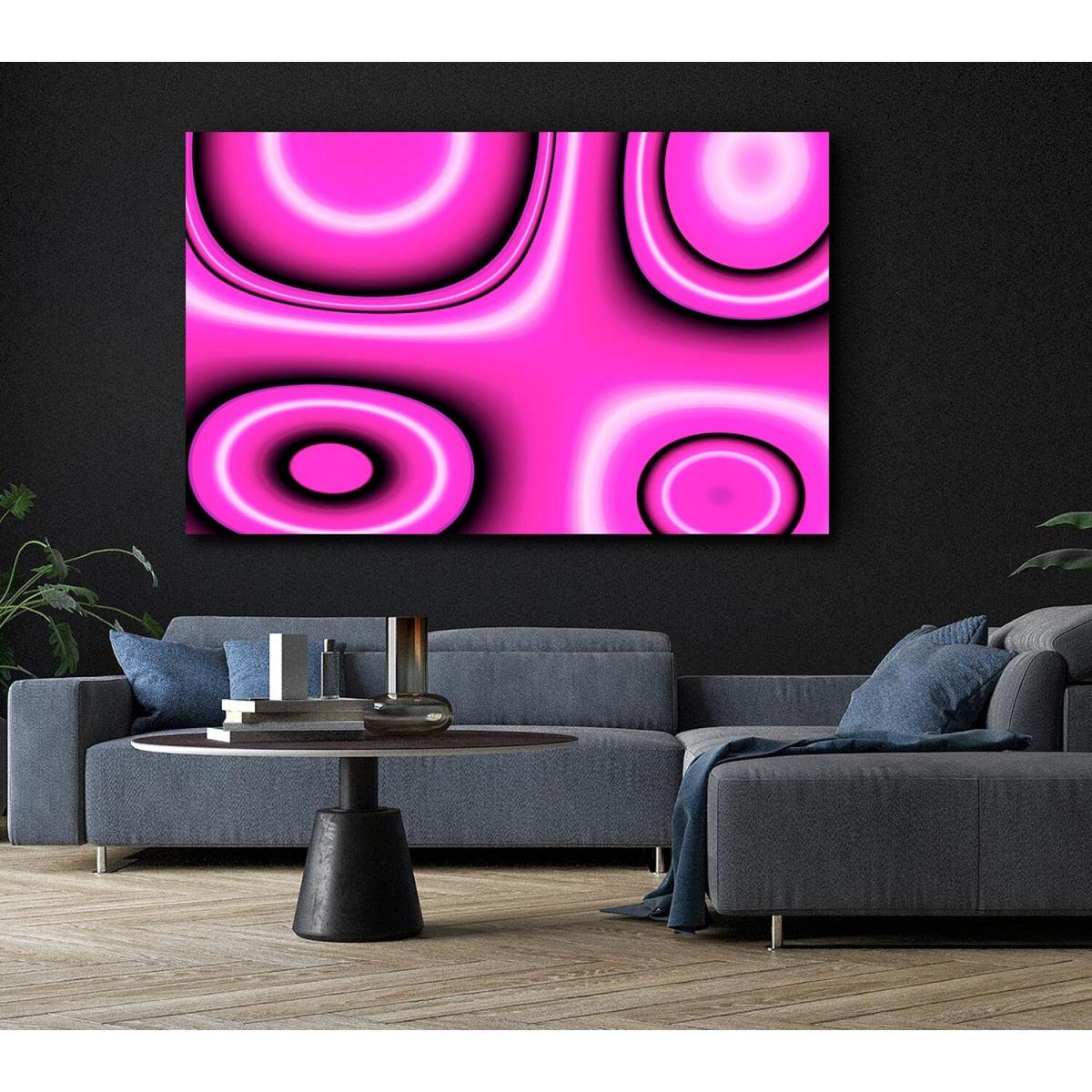Circles In Squares Pink Canvas Print Wall Art - Yellow / 66.04cm – image 6