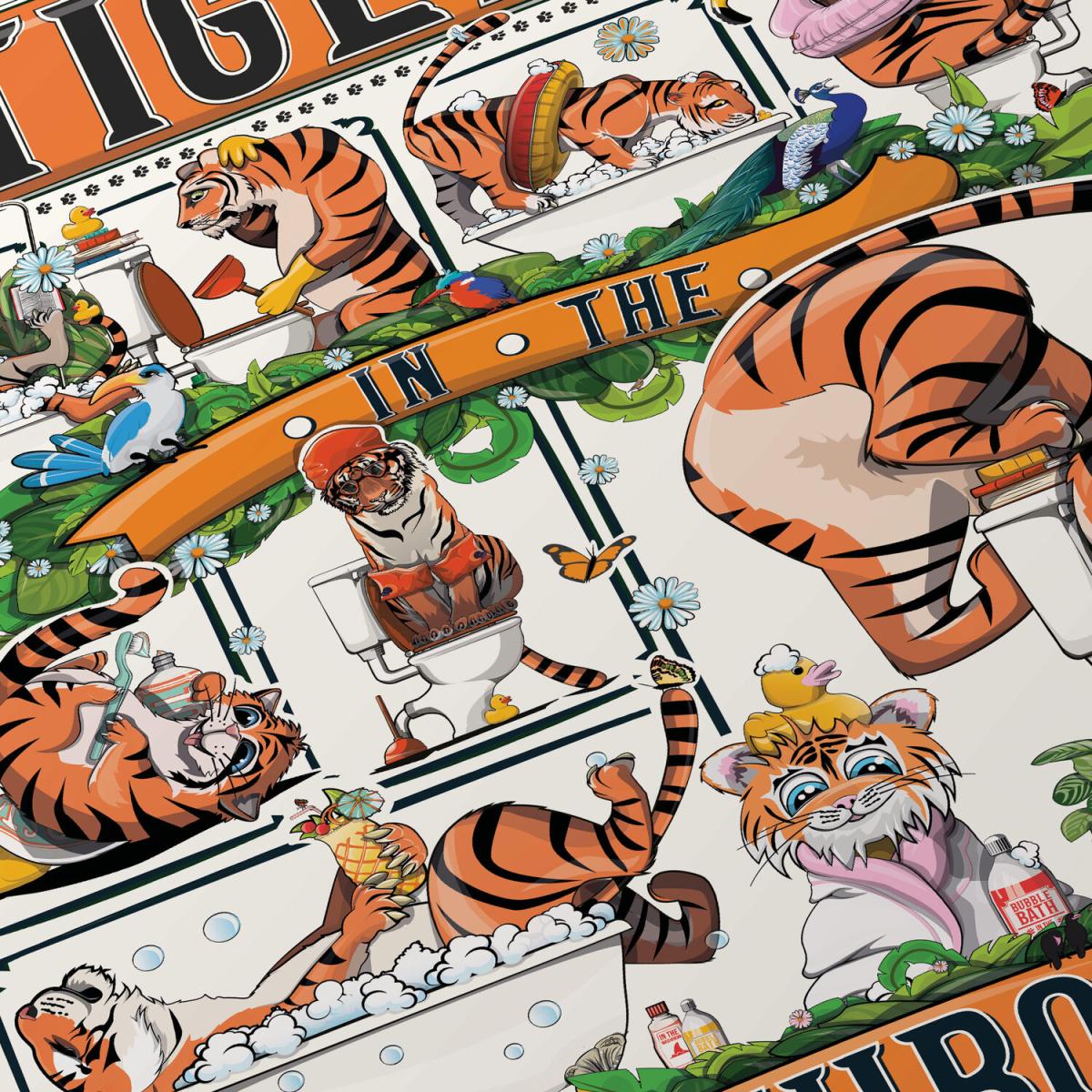 Tigers in the Bathroom Funny Bathroom Poster - Orange and Black / 60.9cm / Framed – image 6