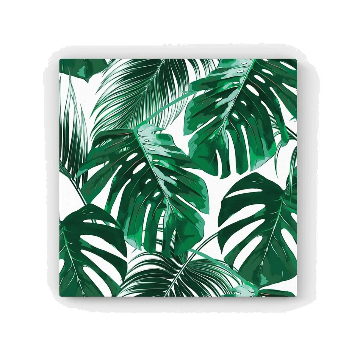 Tropical Jungle Leaf Pattern HD Metal Print - Green / 56cm
