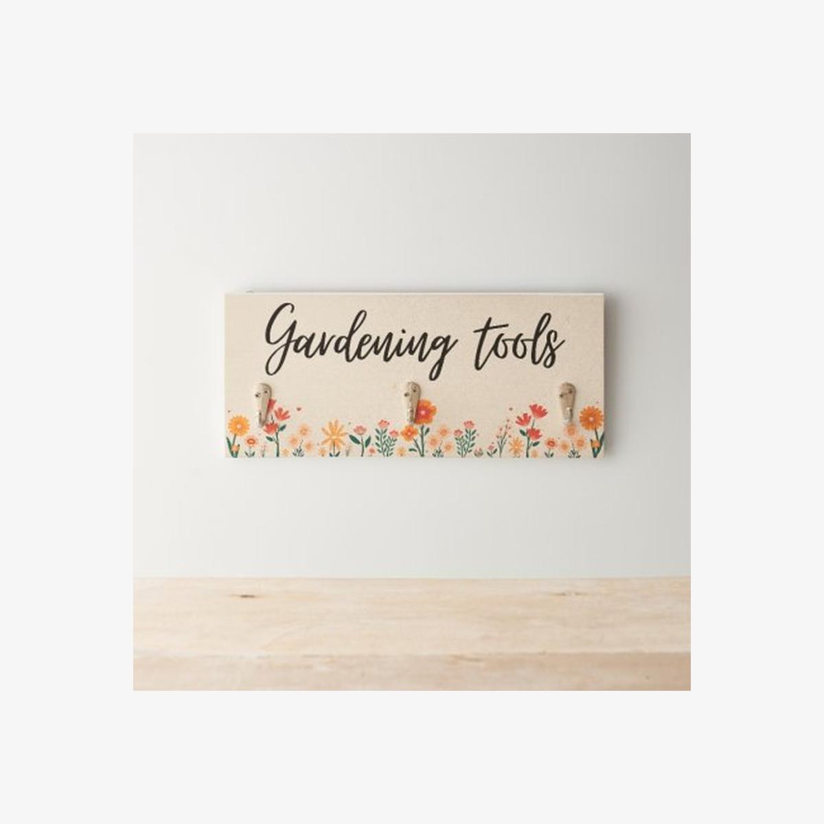 Gardening Tools And Hook Sign - White