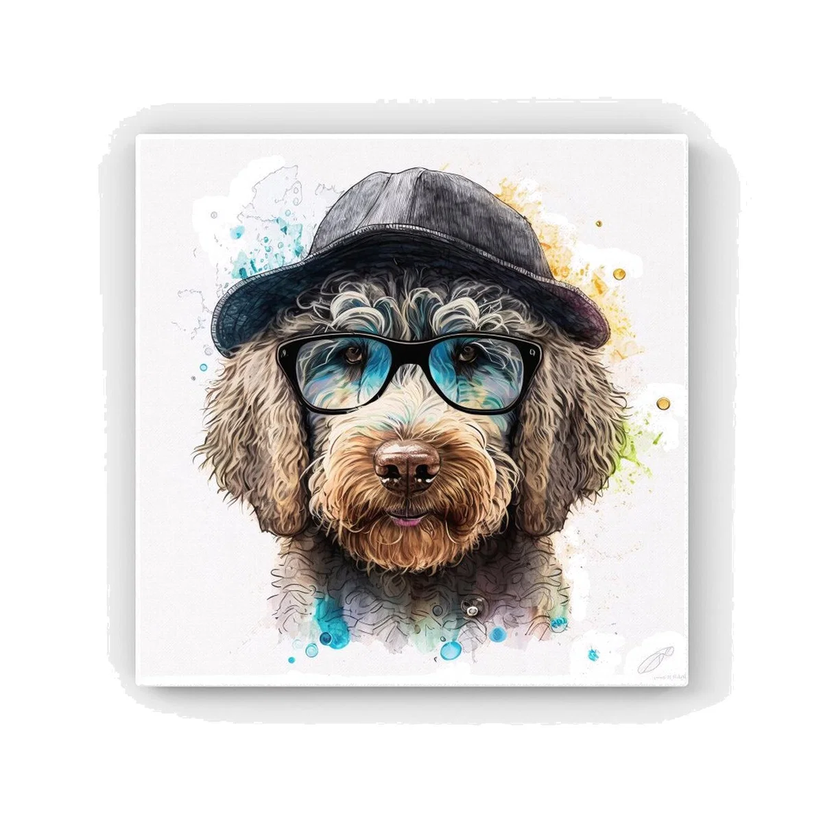 Labradoodle Dog Face Splashart HD Metal Print - Neutral / 40cm