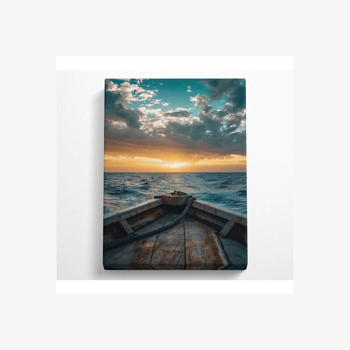 Calm Sea Ship Canvas Print - Black / 35.56cm