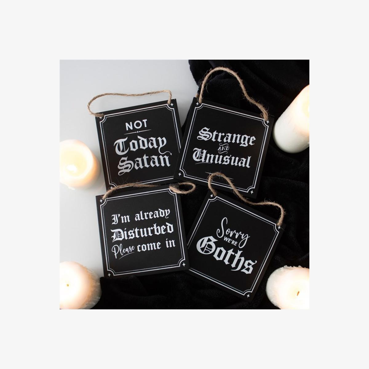 Not Today Satan Funny Hanging Sign For Demons Be Gone - Black