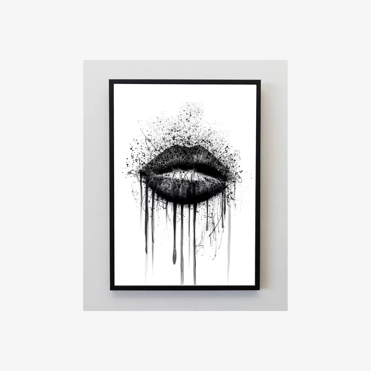Black Gothic Lips Art Print - black / 21cm – image 1