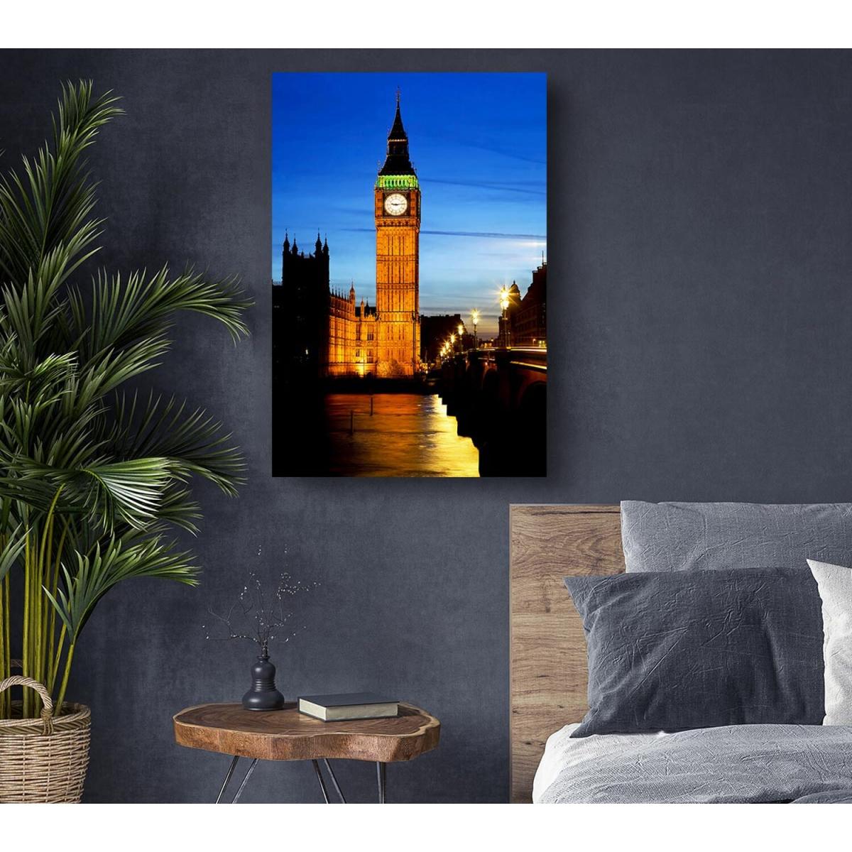 London Thames Reflection Of Big Ben Canvas Print Wall Art - Yellow / 35.56cm – image 5