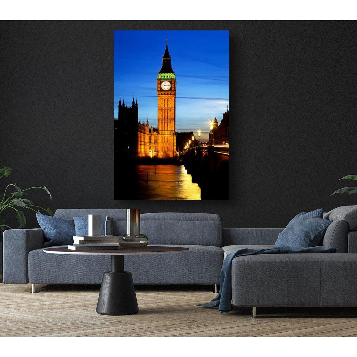 London Thames Reflection Of Big Ben Canvas Print Wall Art - Yellow / 35.56cm – image 6