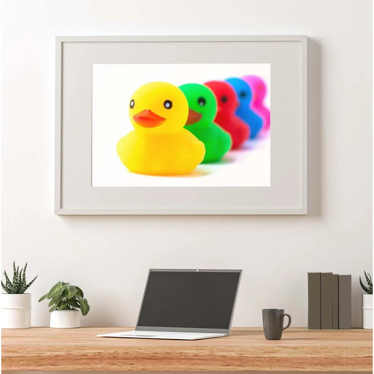Colourful Ducks In A Row Art Print - Yellow / 42cm – image 2