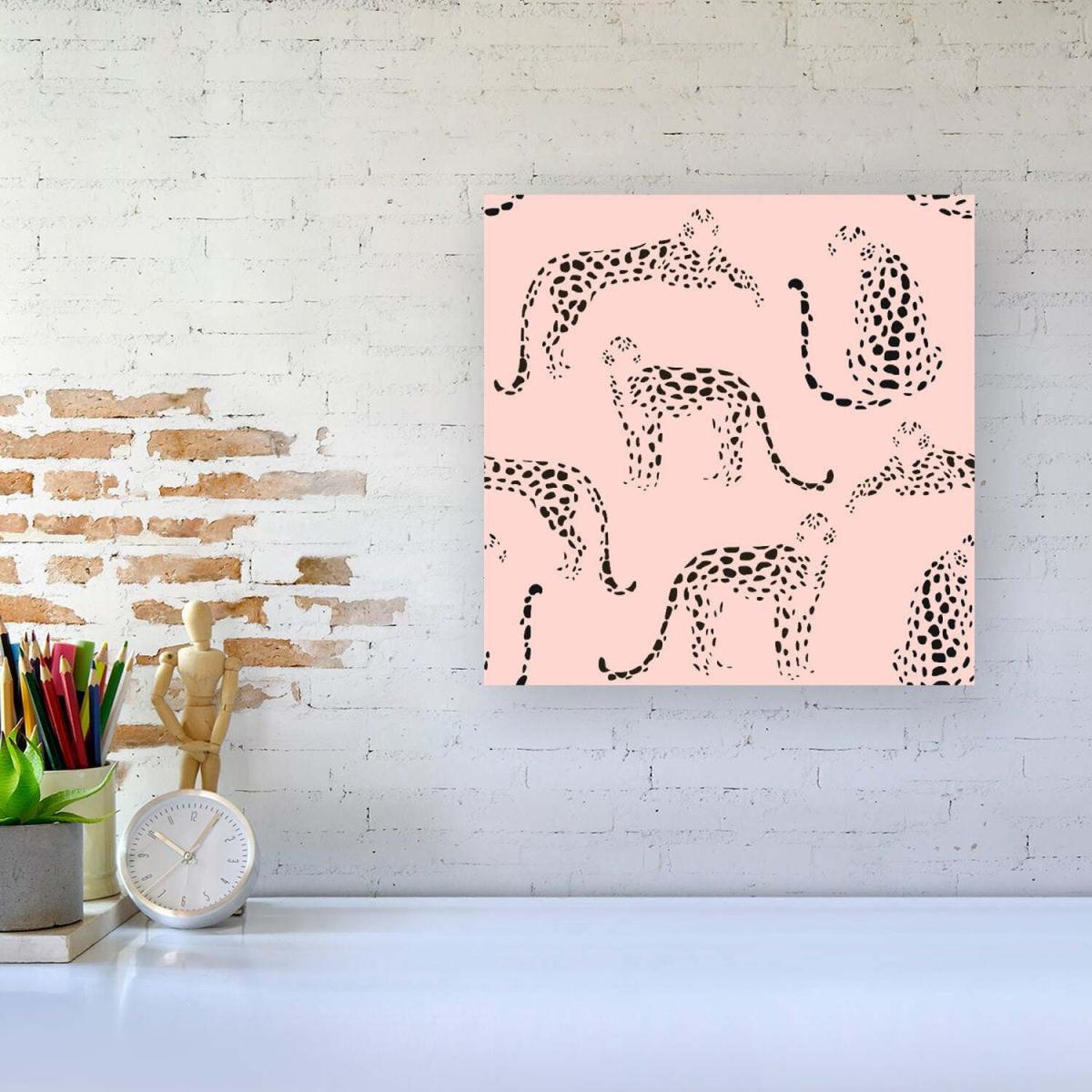 Abstract Leopard Pattern Canvas Print - Pink / Small – image 1