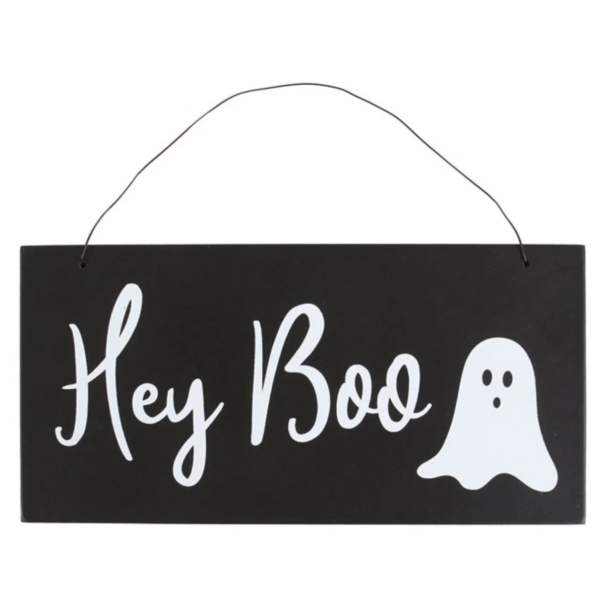 Set of 2 Halloween Ghost Signs Hey Boo & Spooky Season Decor - Black – image 2
