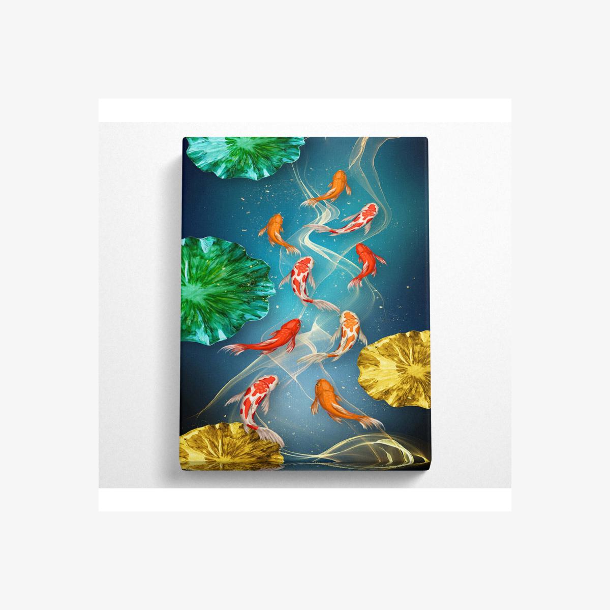 Coloured Fish Canvas Print - Black / 101.6cm