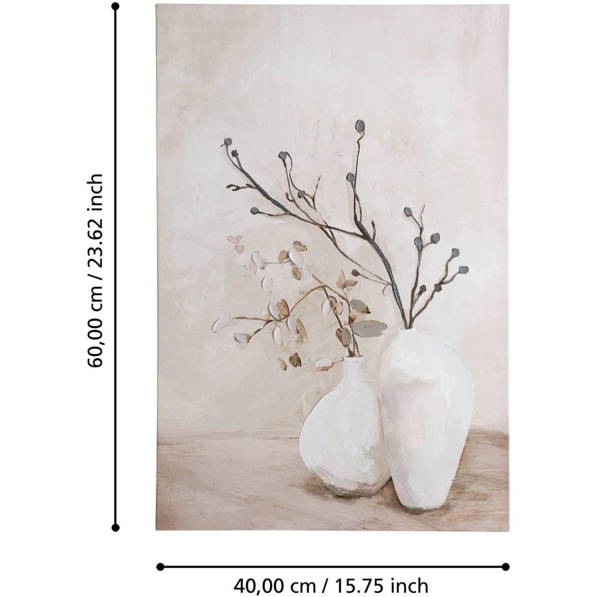 EGLO Jerantut Neutral Printed Canvas With Painted Vases - Beige, White – image 4